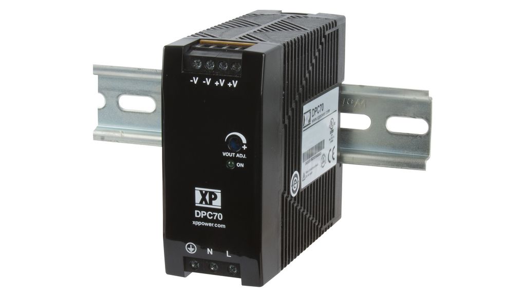 DPC70US24 | XP Power DIN Rail Power Supply, Industrial, 89%, 24V, 3A